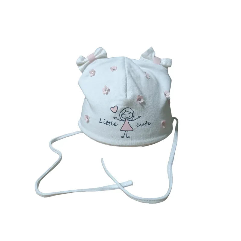 CZAPKA NIEMOWLĘCA BIAŁA WIĄZANA MAŁA DZIEWCZYNKA 40CM MARIKA