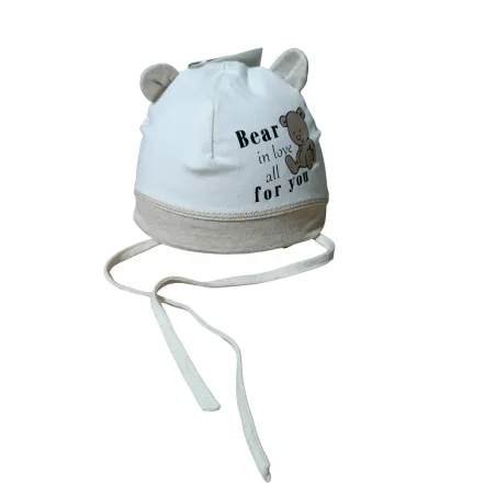 Czapka Niemowlęca Biała Wiązana Zakochany Miś 38Cm Marika Czapka Niemowlęca Biała Wiązana Zakochany Miś 38Cm Marika