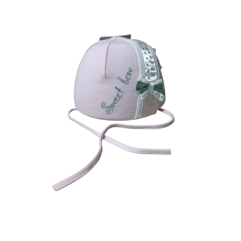 CZAPKA NIEMOWLĘCA RÓŻOWA WIĄZANA SWEET BOW 38CM MARIKA