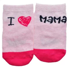 BAWEŁNIANE SKARPETKI DZIEWCZĘCE RÓŻOWE I LOVE MAMA 17/18 YO! CLUB