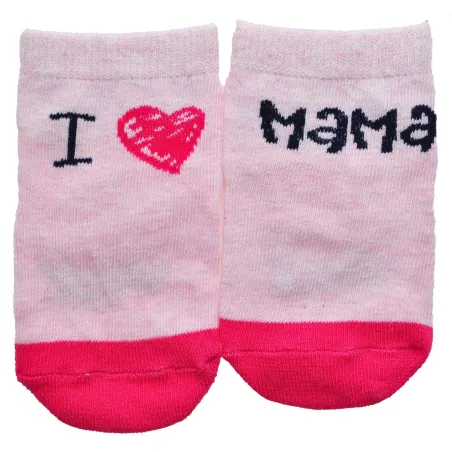 BAWEŁNIANE SKARPETKI DZIEWCZĘCE RÓŻOWE I LOVE MAMA 17/18 YO! CLUB
