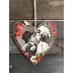 TABLICZKA DREWNIANA SERCE RETRO LOVE