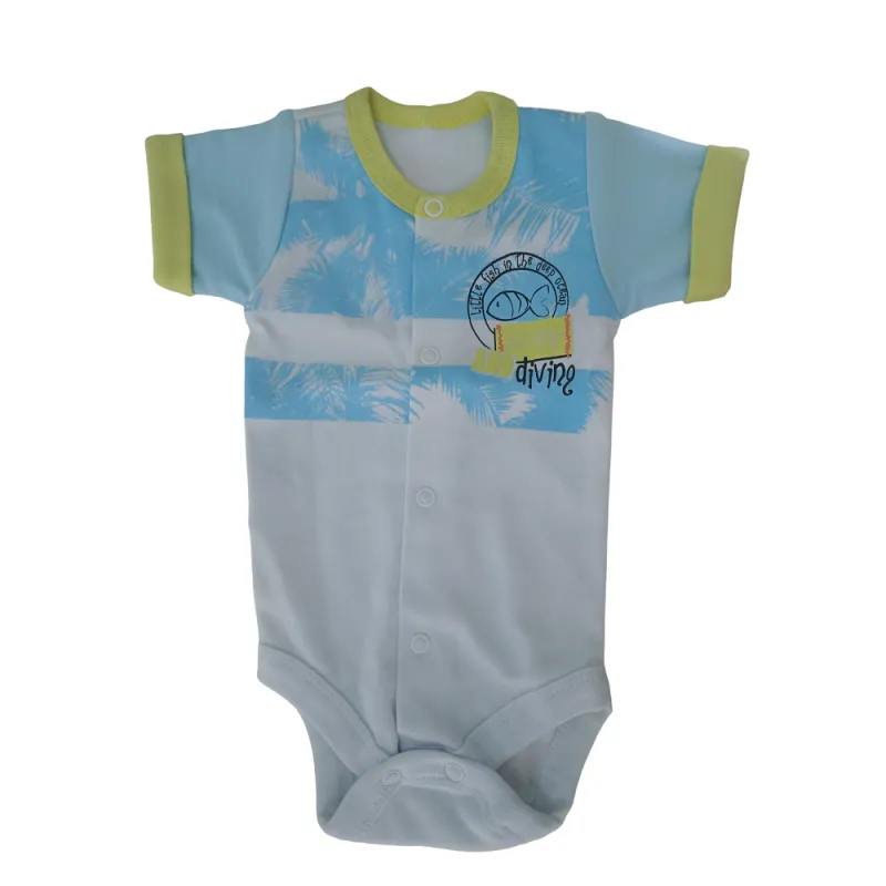 BODY CHŁOPIĘCE Z KRÓTKIM RĘKAWEM SUMMER TIME ROZPINANE TURKUS 56 CM EEVI