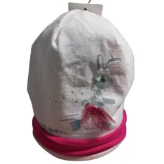 BAWEŁNIANA CZAPKA DZIEWCZĘCA RÓŻOWA KRÓLICZEK 46-48CM YO! CLUB