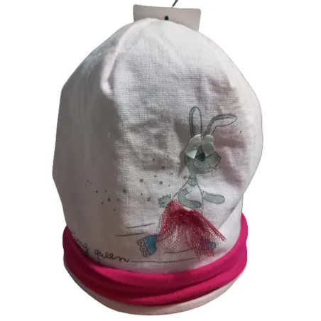 BAWEŁNIANA CZAPKA DZIEWCZĘCA RÓŻOWA KRÓLICZEK 46-48CM YO! CLUB