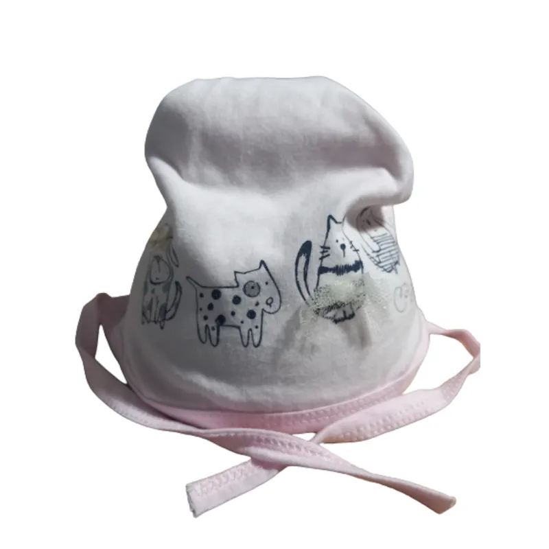 BAWEŁNIANA CZAPECZKA PUDROWY RÓŻ ZWIERZACZKI 36-38CM YO! CLUB