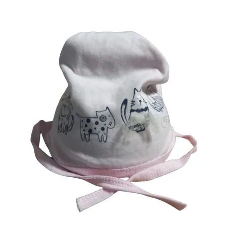 BAWEŁNIANA CZAPECZKA PUDROWY RÓŻ ZWIERZACZKI 36-38CM YO! CLUB