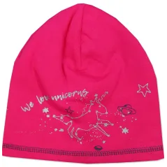 BAWEŁNIANA CZAPECZKA DZIEWCZĘCA WE LOVE UNICORNS RÓŻOWA 46-48CM YO! CLUB