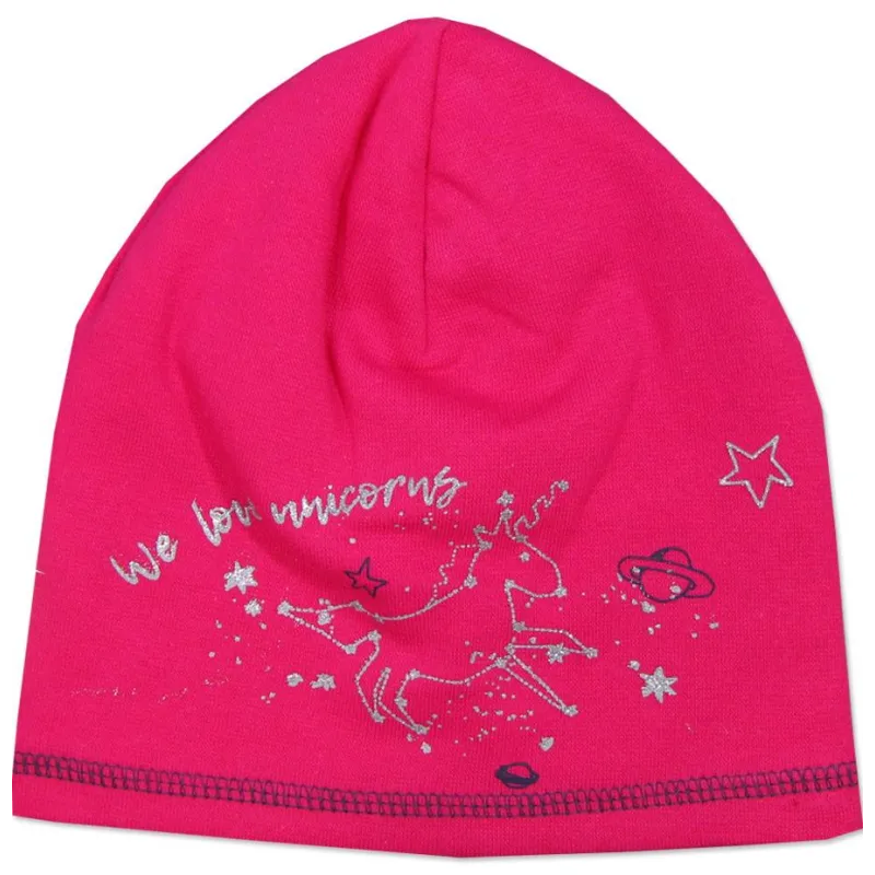 BAWEŁNIANA CZAPECZKA DZIEWCZĘCA WE LOVE UNICORNS RÓŻOWA 46-48CM YO! CLUB
