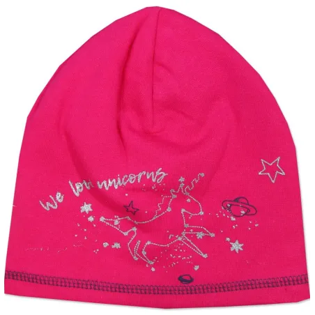 BAWEŁNIANA CZAPECZKA DZIEWCZĘCA WE LOVE UNICORNS RÓŻOWA 46-48CM YO! CLUB