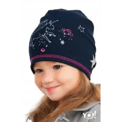 BAWEŁNIANA CZAPECZKA DZIEWCZĘCA WE LOVE UNICORNS CZARNA 46-48CM YO! CLUB
