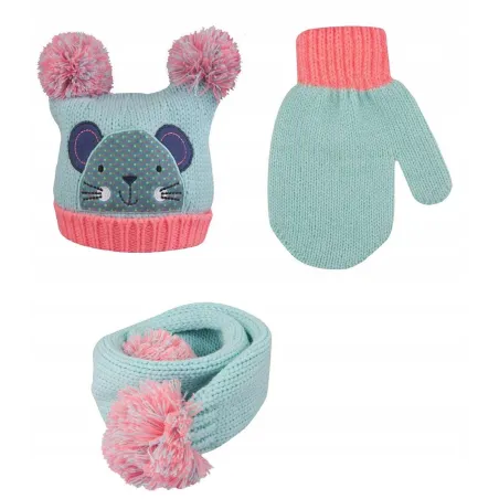 ZIMOWY ZESTAW DZIEWCZĘCY POMPONS CZAPKA + SZALIK + RĘKAWICZKI 48-50CM YO! CLUB