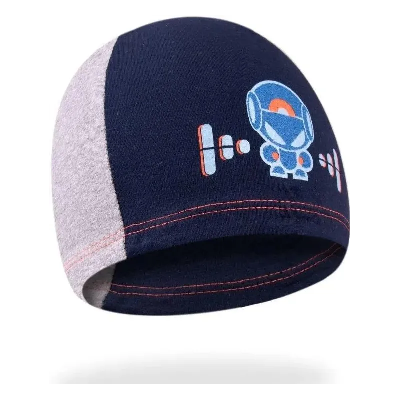 CZAPKA CHŁOPIĘCA BAWEŁNIANA GRANATOWO-SZARA 54-56CM YO! CLUB