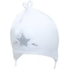 BAWEŁNIANA CZAPECZKA DZIEWCZĘCA WIĄZANA BIAŁA GWIAZDKA 38/40CM YO! CLUB