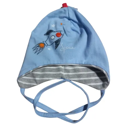 Bawełniana Czapeczka Chłopięca Na Sznurku Jasny Błękit Rakieta 36-38Cm Yo! Club Bawełniana Czapeczka Chłopięca Na Sznurku Jasny Błękit Rakieta 36-38Cm Yo! Club