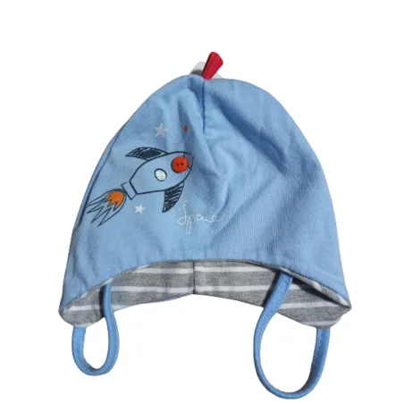 Bawełniana Czapeczka Chłopięca Wiązana Jasny Błękit Rakieta 36-38Cm Yo! Club Bawełniana Czapeczka Chłopięca Wiązana Jasny Błękit Rakieta 36-38Cm Yo! Club