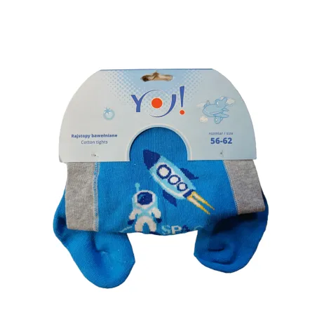 RAJSTOPY CHŁOPIĘCE SZARO-NIEBIESKIE KOSMOS 56-62CM YO! CLUB