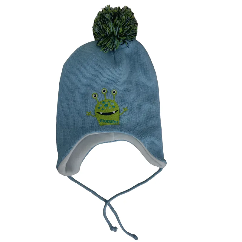 CZAPKA ZIMOWA CHŁOPIĘCA WIĄZANA NIEBIESKA MONSTER 40-42CM YO! CLUB