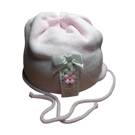 Czapka Niemowlęca Bawełniana Różowa Wiązana Marika Czapka Niemowlęca Bawełniana Różowa Wiązana Marika