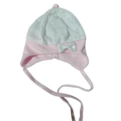 CZAPECZKA NIEMOWLĘCA AŻUROWA BIAŁO-RÓŻOWA 36CM NUS