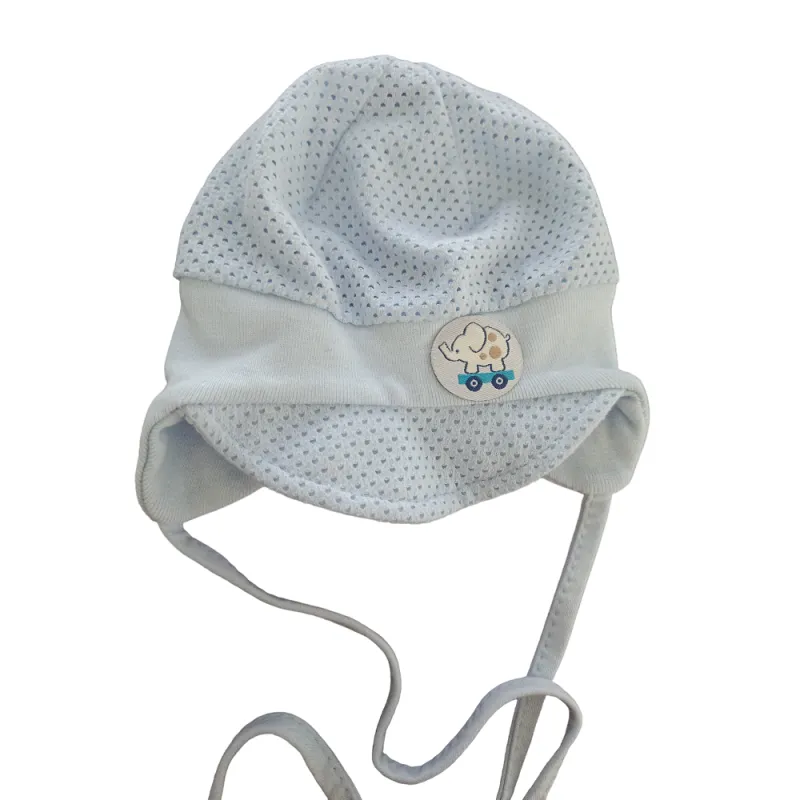 CZAPECZKA NIEMOWLĘCA AŻUROWA BŁĘKITNA SŁONIK 36CM NUS