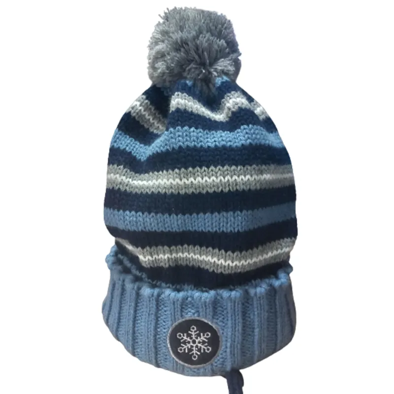 CZAPKA CHŁOPIĘCA ZIMOWA WIĄZANA NIEBIESKA Z POMPONEM 42-44CM YO! CLUB