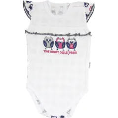 BODY DZIEWCZĘCE NA RAMIĄCZKA BIAŁE SÓWKI 98 CM MAMATTI