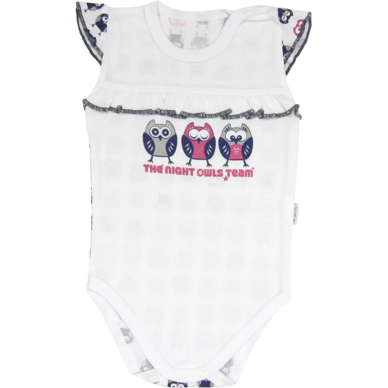 BODY DZIEWCZĘCE NA RAMIĄCZKA BIAŁE SÓWKI 98 CM MAMATTI