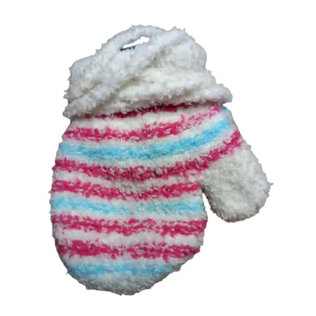 RĘKAWICZKI DZIEWCZĘCE FROTTE JEDNOPACZASTE NA SZNURKU BIAŁE W PASKI 10 CM YO! CLUB