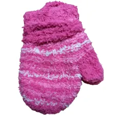 RĘKAWICZKI DZIEWCZĘCE FROTTE JEDNOPACZASTE NA SZNURKU RÓŻOWE CIEMNE W PASKI 10 CM YO! CLUB
