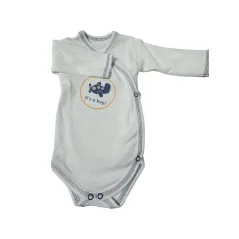 BODY KOPERTOWE Z DŁUGIM REKAWEM CHŁOPĘCE BIAŁE IT'S A BOY 56CM MAMATTI