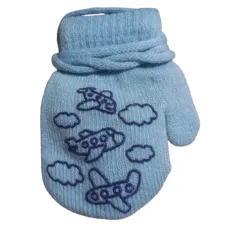 RĘKAWICZKI CHŁOPIĘCE JEDNOPALCZASTE NA SZNURKU SAMOLOTY BŁĘKITNE 12CM YO! CLUB