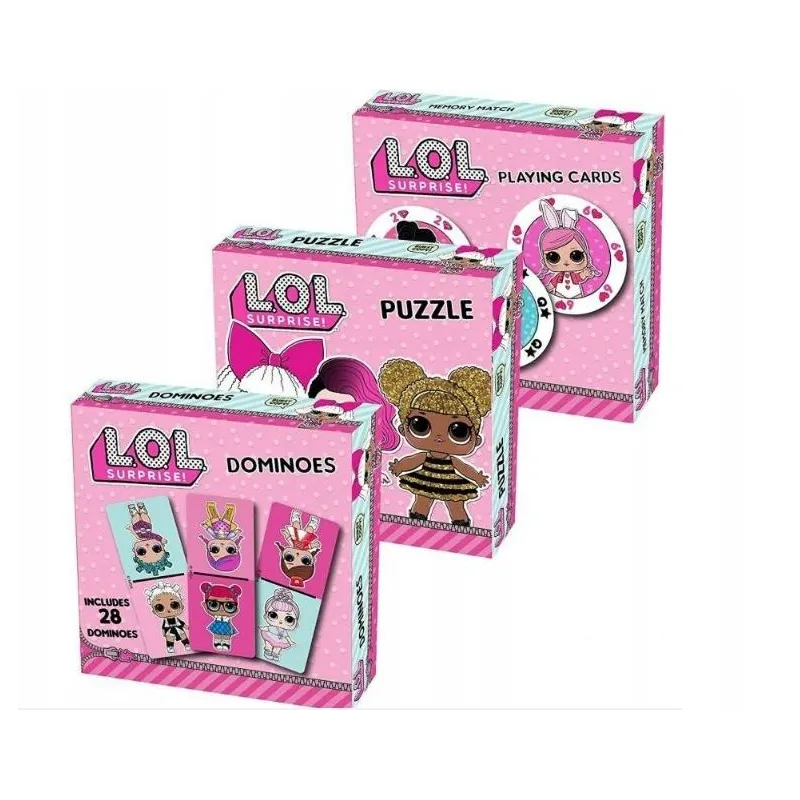 L.O.L. SURPRISE! KARTY PUZZLE DOMINO ZESTAW 3 GIER 4+