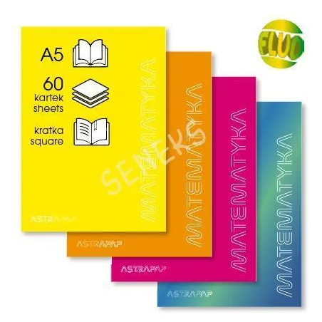 ZESZYT W KRATKĘ Z MARGINESEM 60 KARTEK A5 MATEMATYKA