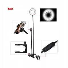UCHWYT STOJAK NA TELEFON Z LAMPĄ LED 3.5 CALA CZARNY L01