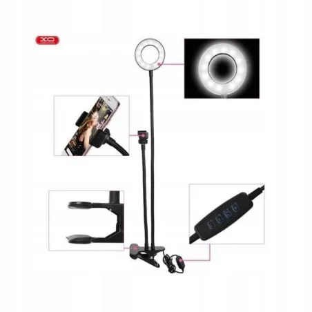 UCHWYT STOJAK NA TELEFON Z LAMPĄ LED 3.5 CALA CZARNY L01