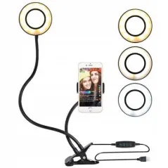 Uchwyt Stojak Na Telefon Z Lampą Led 3.5 Cala Czarny L01