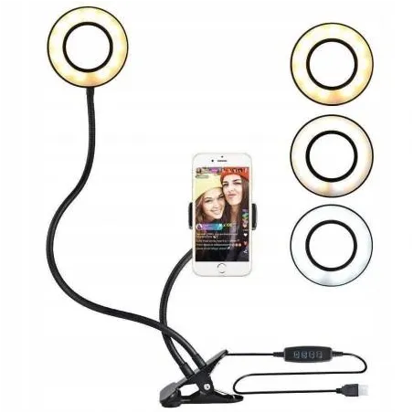 Uchwyt Stojak Na Telefon Z Lampą Led 3.5 Cala Czarny L01
