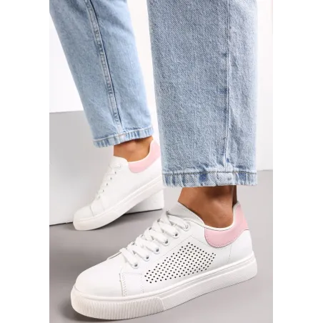 Białe Sznurowane Sneakersy Rozmiar 38