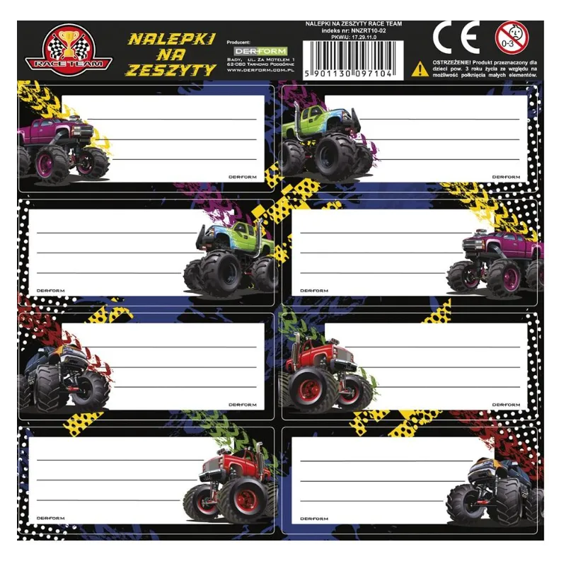 NAKLEJKI NA ZESZYTY RACE TEAM