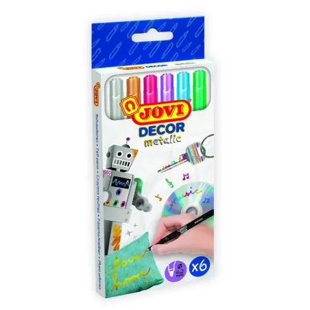 FLAMASTRY PERNAMENTNE METALIZOWANE DECOR 6 SZTUK 5+