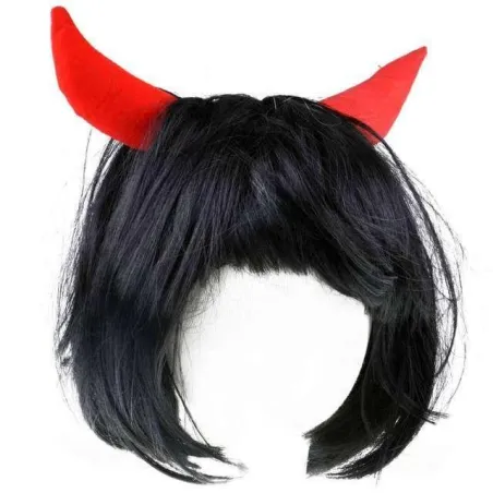 Peruka Czarna Z Rogami Diablica