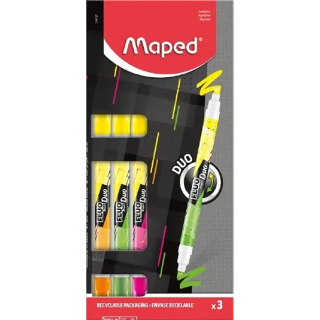 ZAKREŚLACZE DWUSTRONNE FLUO DUO 3 SZTUKI MAPED