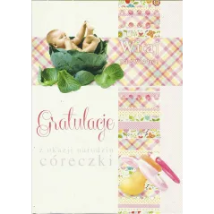 KARNET GRATULACJE Z OKAZJI NARODZIN CÓRECZKI + KOPERTA