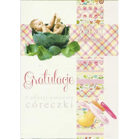 Karnet Gratulacje Z Okazji Narodzin Córeczki + Koperta Karnet Gratulacje Z Okazji Narodzin Córeczki + Koperta