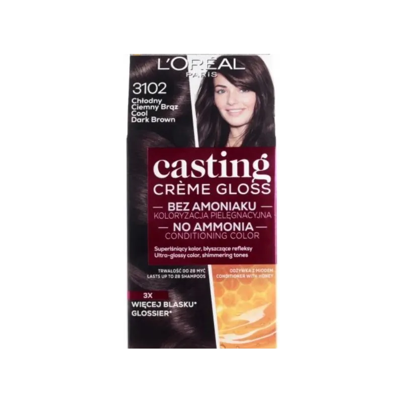 FARBA DO WŁOSÓW 3102 CHŁODNY CIEMNY BRĄZ L'OREAL PARIS CASTING CREME GLOSS