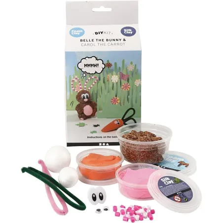 KRÓLIK Z MASY SILK I FOAM CLAY ZESTAW KREATYWNY