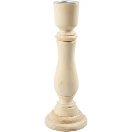 ŚWIECZNIK DREWNIANY NATURALNY 16.5CM