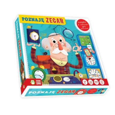 POZNAJĘ ZEGAR KSIĄŻKA + EDUKACYJNA GRA PLANSZOWA 6+ - Zielona Sowa