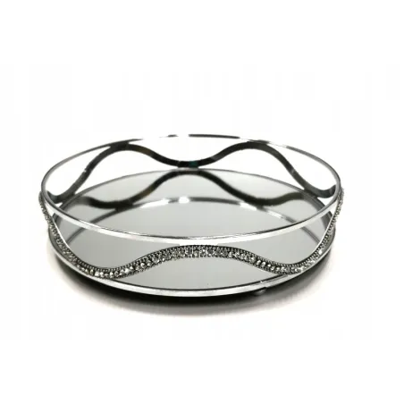 OKRĄGŁA TACA GLAMOUR LUSTRZANA SREBRNA 24CM